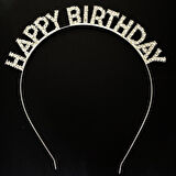 Gümüş Kristal Taşlı Happy Birthday Doğum Günü Tacı İthal Ürün A Kalite 17x16 cm (5224) AZ-52246307090