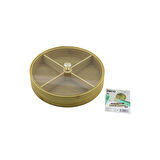 YUVARLAK 4 BÖLMELİ=2IN1=BÖLMESİZ ÇOK AMAÇLI KUTU AHŞAP BAMBU SERVİS SUNUM TEPSİ - TAHTASI 22CM (5224)
