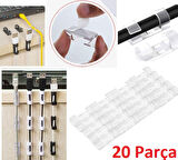 20&amp;apos;li Yapışkanlı Kablo Sabitleyici Şeffaf Klips (5224) AZ-522489GocMC-165