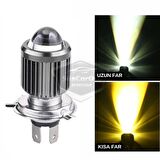 Citroen Saxo 1996-2005 Uyumlu Mercekli Far Ampulü Led Xenon Çift Renk Sarı-Beyaz Far Şimşek Etkili CSP Led Lamba Uzun Kısa 2 Adet Takım