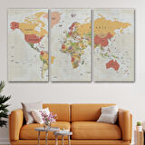 Harita Sepeti Dünya Haritası Dekoratif Kanvas Tablo 1078
