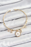 Pirinç Zirkon Taşlı Pusula Model Gold Renk Charm Bileklik