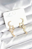 Ay ve Yıldız Model Gold Renk Pirinç Kadın Küpe