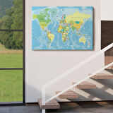 Harita Sepeti Dünya Haritası Dekoratif Kanvas Tablo 1079