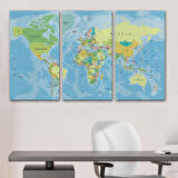 Harita Sepeti Dünya Haritası Dekoratif Kanvas Tablo 1079