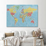 Harita Sepeti Dünya Haritası Dekoratif Kanvas Tablo 1080