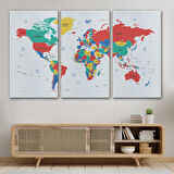 Harita Sepeti Dünya Haritası Dekoratif Kanvas Tablo 1081