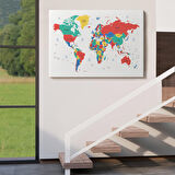 Harita Sepeti Dünya Haritası Dekoratif Kanvas Tablo 1081
