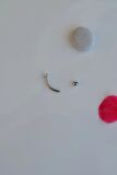 Minimal Çelik  Taşlı Göbek Piercingi Gümüş Renkli