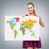 Harita Sepeti Dünya Haritası Dekoratif Kanvas Tablo 1082