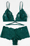 Kadın Yeşil Özel Şık Sütyen Külot Takımı