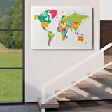 Harita Sepeti Dünya Haritası Dekoratif Kanvas Tablo 1083