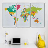 Harita Sepeti Dünya Haritası Dekoratif Kanvas Tablo 1083