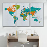 Harita Sepeti Dünya Haritası Dekoratif Kanvas Tablo 1085