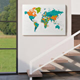Harita Sepeti Dünya Haritası Dekoratif Kanvas Tablo 1085