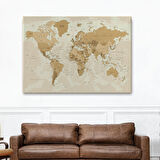 Harita Sepeti Dünya Haritası Dekoratif Kanvas Tablo 1086