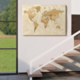 Harita Sepeti Dünya Haritası Dekoratif Kanvas Tablo 1086