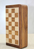 Özel Vernikli Mıknatıs Taşlı Ahşap Katlanabilir Kutulu Satranç Oyunu 17.5 Cm