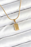  316L Çelik Gold Renk Mini Külçe Altın Model Kolye