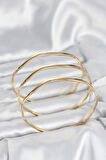  316L Çelik Gold Renk 65 mm Ajda Zikzak Model 3lü Kadın Bileklik