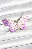 Lila Renk Kelebek Figürlü Broş