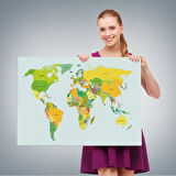 Harita Sepeti Dünya Haritası Dekoratif Kanvas Tablo 1089