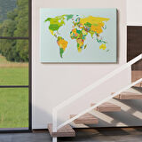 Harita Sepeti Dünya Haritası Dekoratif Kanvas Tablo 1089