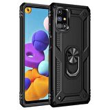 Gpack Samsung Galaxy M31S Kılıf Tank Koruma Vega Standlı Yüzüklü MıknatıslıNano Glass