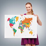 Harita Sepeti Dünya Haritası Dekoratif Kanvas Tablo 1095