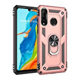 Smcase Huawei P30 Lite Vega Yüzüklü Tank Kapak Kılıf  Nano Ekran Koruyucu