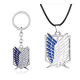 Attack On Titan  2 li  Kolye Ve Anahtarlık Set Hediyelik Şık Aksesuar 