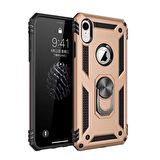 Smcase iPhone XR Kılıf Vega Yüzüklü Tank Kapak   Nano Ekran Koruyucu