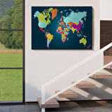 Harita Sepeti Dünya Haritası Dekoratif Kanvas Tablo 1098