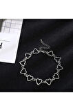 Punk Harajuku Sıralı Kalpli Choker  Kolye 35 Cm