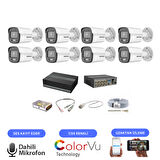 HİKVİSİON 8 KAMERALI DAHİLİ MİKROFONLU 7/24 RENLKLİ GÖRÜŞLÜ KAMERA SETİ