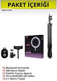 Ring Fill Light LED Işıklı Bluetooth Kumandalı Tripod 10 Inç Halka Makyaj Işığı Ayaklı 10 Inç
