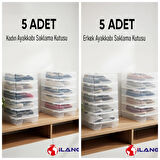 10 LU SET ŞEFFAF 5 ERKEK-5 KADIN AYAKKABI SAKLAMA KUTUSU-AYAKKABI DÜZENLEYİCİ 
