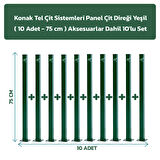 KONAK TEL ÇİT SİSTEMLERİ 10 ADET PANEL ÇİT DİREĞİ 75 CM YEŞİL ASKESUARLAR DAHİL