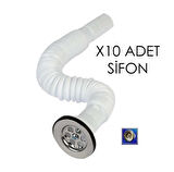 10 ADET STANDART BOY KÖRÜKLÜ LAVABO EVİYE SİFONU MİN 34 CM MAX 77 CM