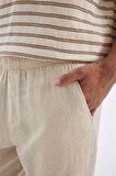 Relax Fit Dar Paça Keten Karışımlı Pantolon