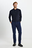 Slim Fit Dar Kesim Pamuklu Esnek Armürlü Yan Cep Pantolon