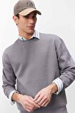 DeFacto Boxy Fit Bisiklet Yaka Basic Düz Pike Sweatshirt E1519AX25SPGR206