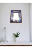Çini Desenli 18 Parça Karo Çerçeveli (35*30 CM) Ahşap Dekoratif Ayna,6 Farklı Renk Seçeneği Ile...