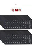 10 Adet Türkçe Q Klavye Sticker Notebook Pc Uyumlu Klavye Etiketi Silinmez Yapışkanlı Türkçe Harfler