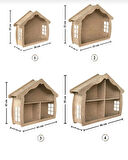 Ahşap Boyanabilir MDF 4 lü Set Dekoratif Duvar Rafı - Terek - Kitaplık