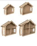 Ahşap Boyanabilir MDF 4 lü Set Dekoratif Duvar Rafı - Terek - Kitaplık