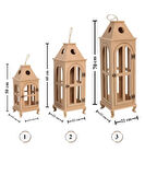 Ahşap Mdf Boyanabilir Dekoratif Fener Şamdan Mumluk( 3' Lü Set )
