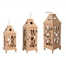 Ahşap Mdf Boyanabilir Dekoratif Fener Şamdan Mumluk( 3' Lü Set )