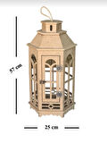 Ahşap Boyanabilir MDF Altıgen Ayaklı Dekoratif Fener, Şamdan , Mumluk 3 lü Set