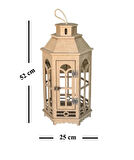 Ahşap Boyanabilir MDF Altıgen Ayaklı Dekoratif Fener, Şamdan , Mumluk 3 lü Set